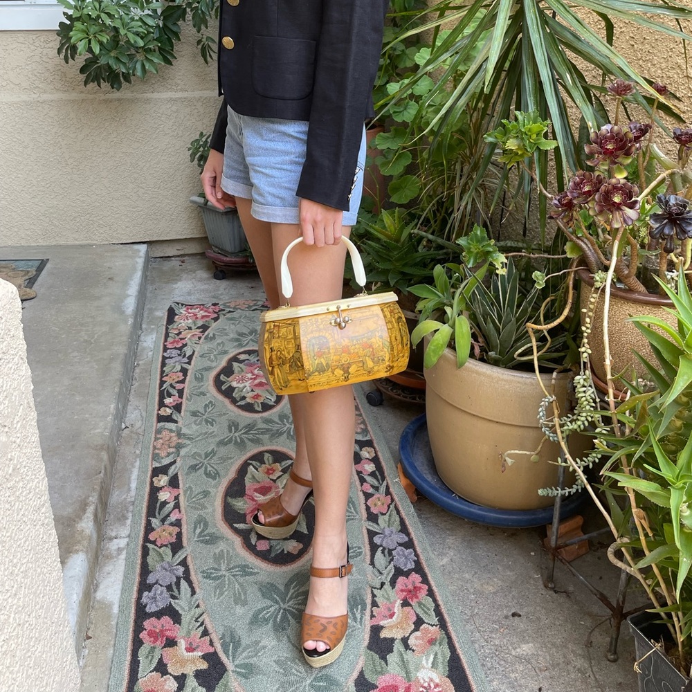 Vintage wooden handmade bag with unique lock - Picture 6 of 16